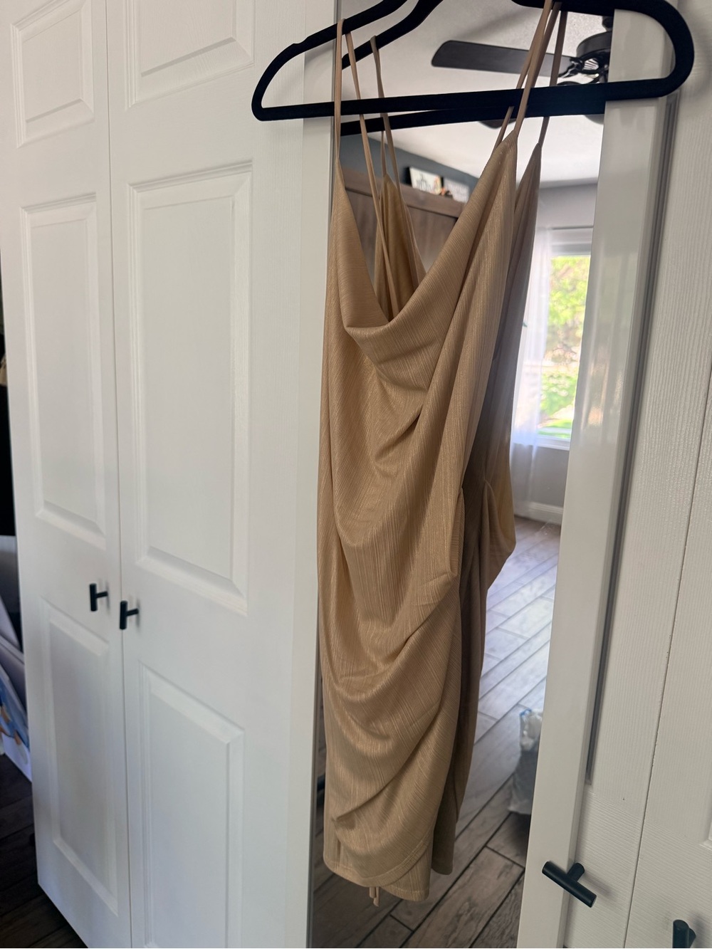 Lucy in the Sky Nude/Champagne Slip Dress with Tie Straps